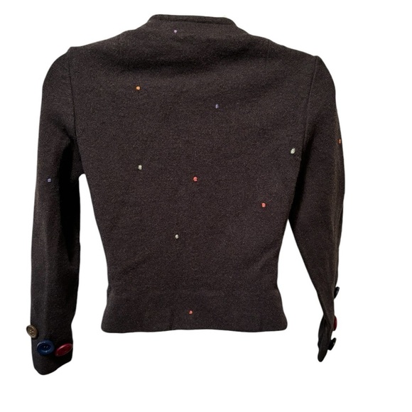 VTG Kimberly 100% Wool Union Made Cropped Blazer Jacket XS LS Colorful Buttons - Picture 4 of 8